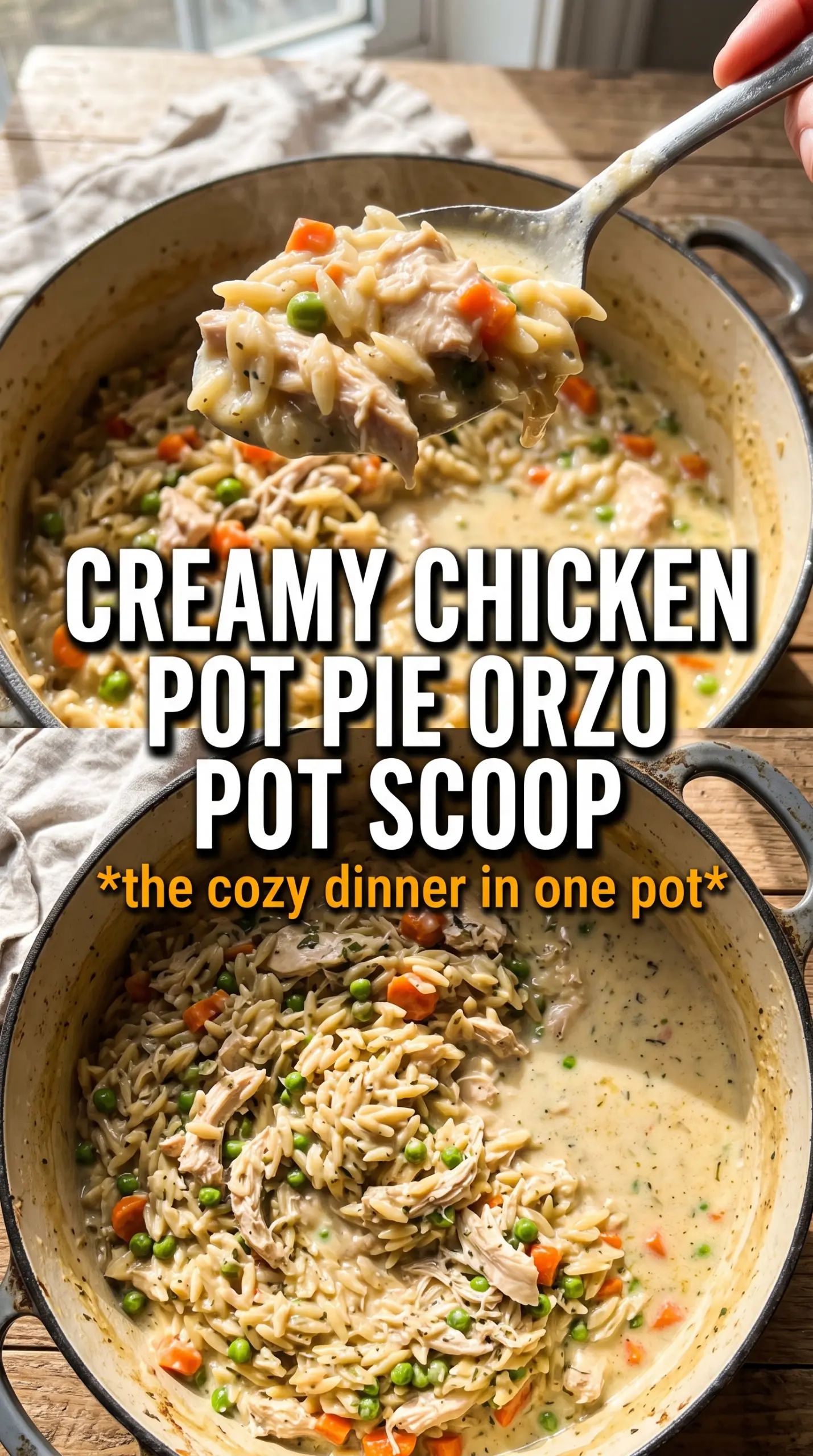 Chicken Pot Pie Orzo creamy one-pot