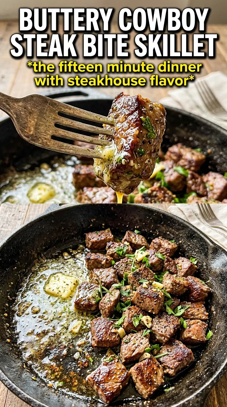 Cowboy Butter Steak Bites seared steak garlic herb butter