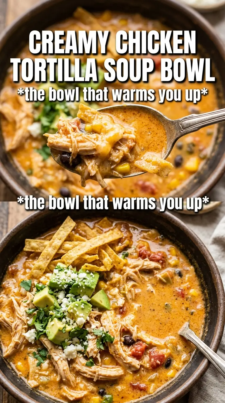 Creamy Chicken Tortilla Soup creamy Tex-Mex shredded chicken