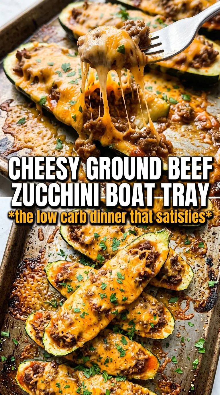Ground Beef Zucchini Boats cheesy savory baked