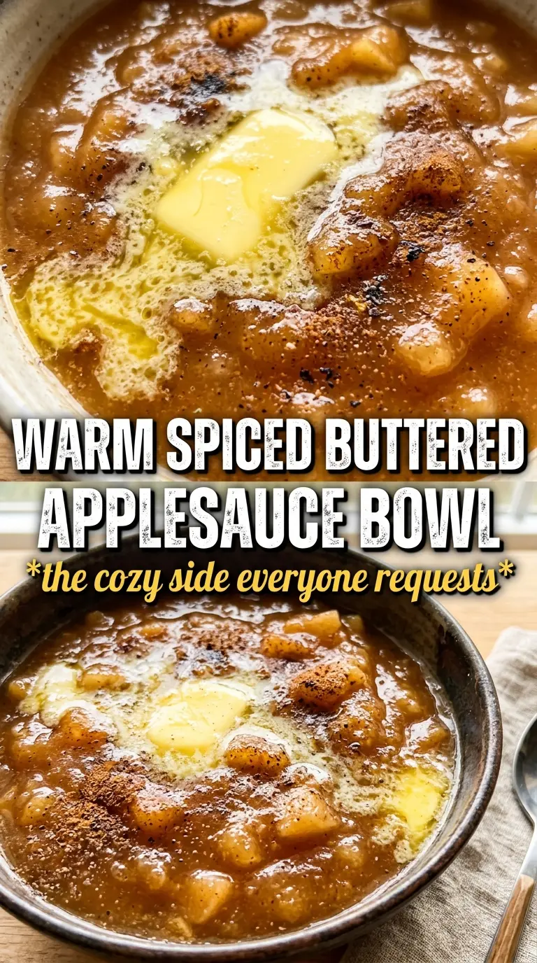 Hot Buttered Apple Sauce With Cinnamon And Nutmeg, smooth golden, spiced