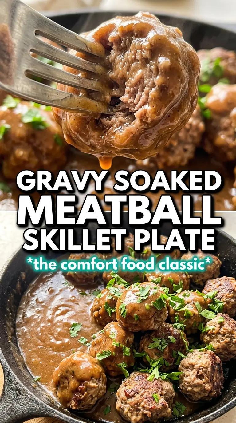 Meatballs and Gravy savory browned tender onion gravy