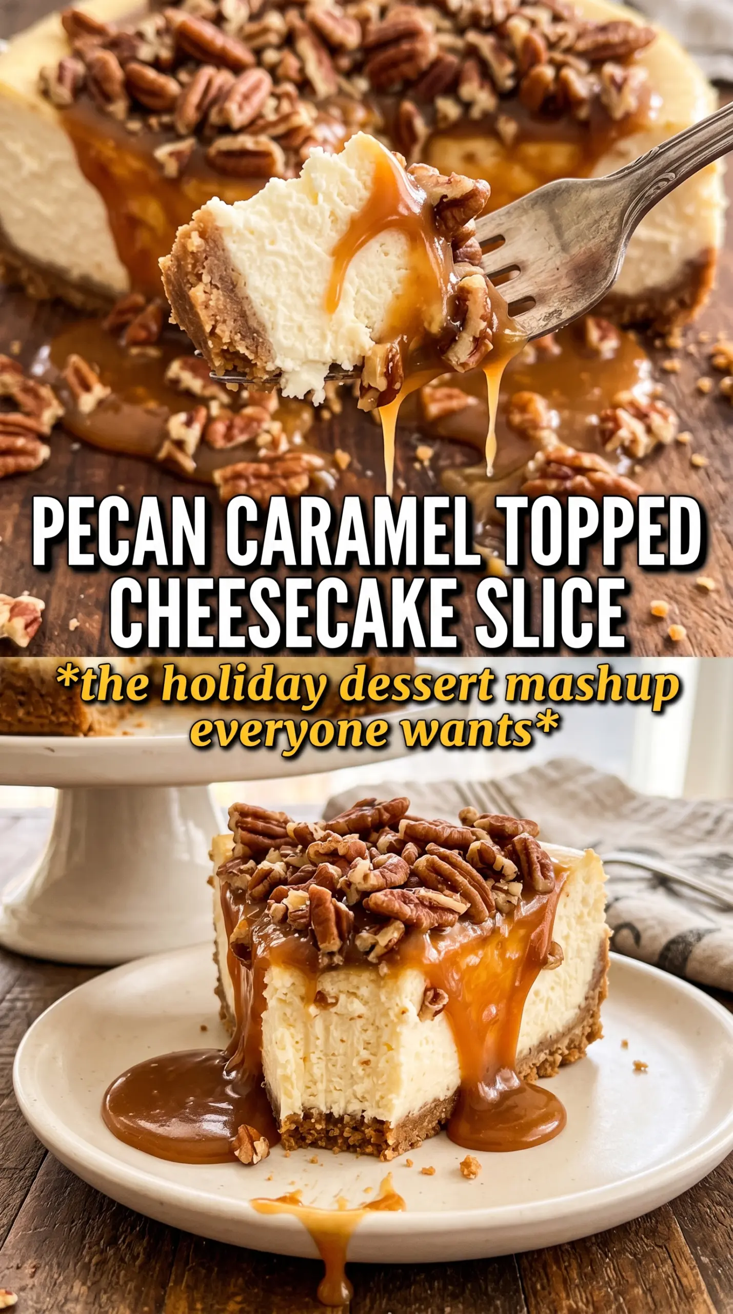 Pecan Pie Cheesecake creamy pecan topping graham crust