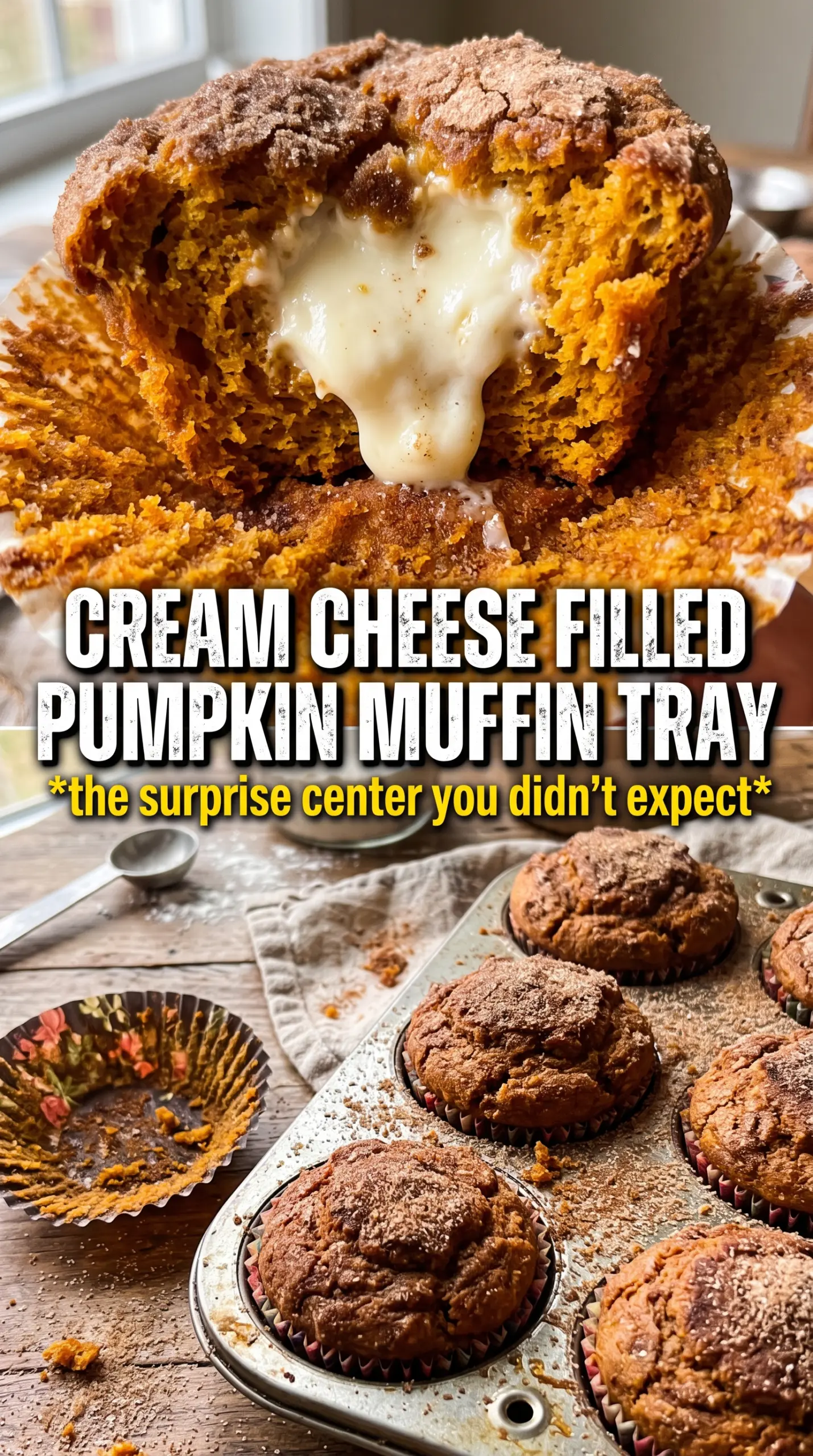 Pumpkin Cream Cheese Muffins with cream cheese swirl streusel