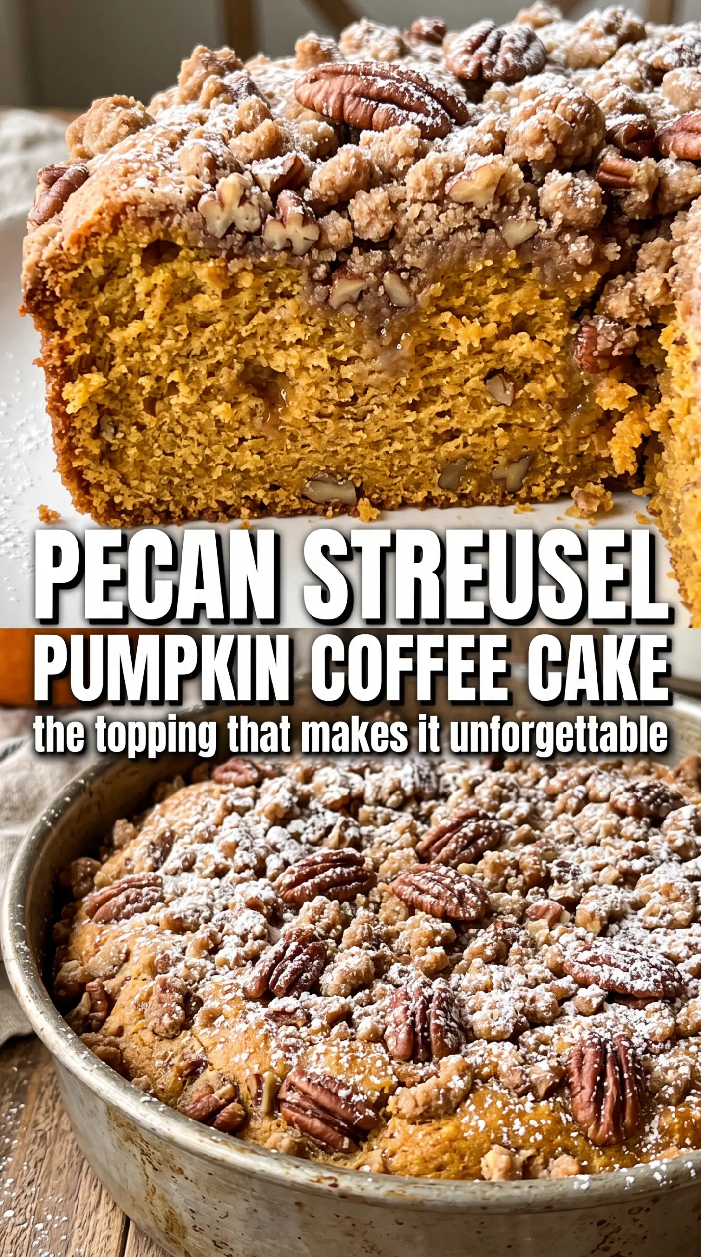 Pumpkin Pecan Coffee Cake streusel-topped moist crumb