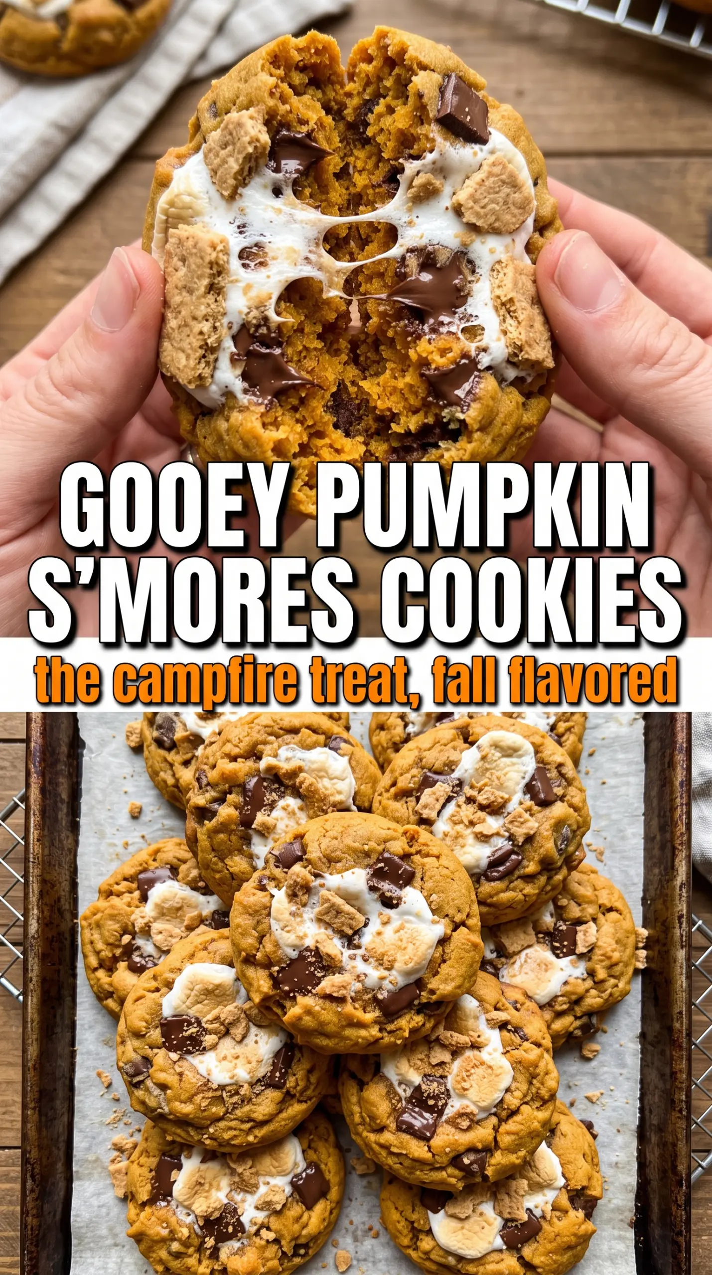 Pumpkin S'Mores Cookies chewy toasted chocolate