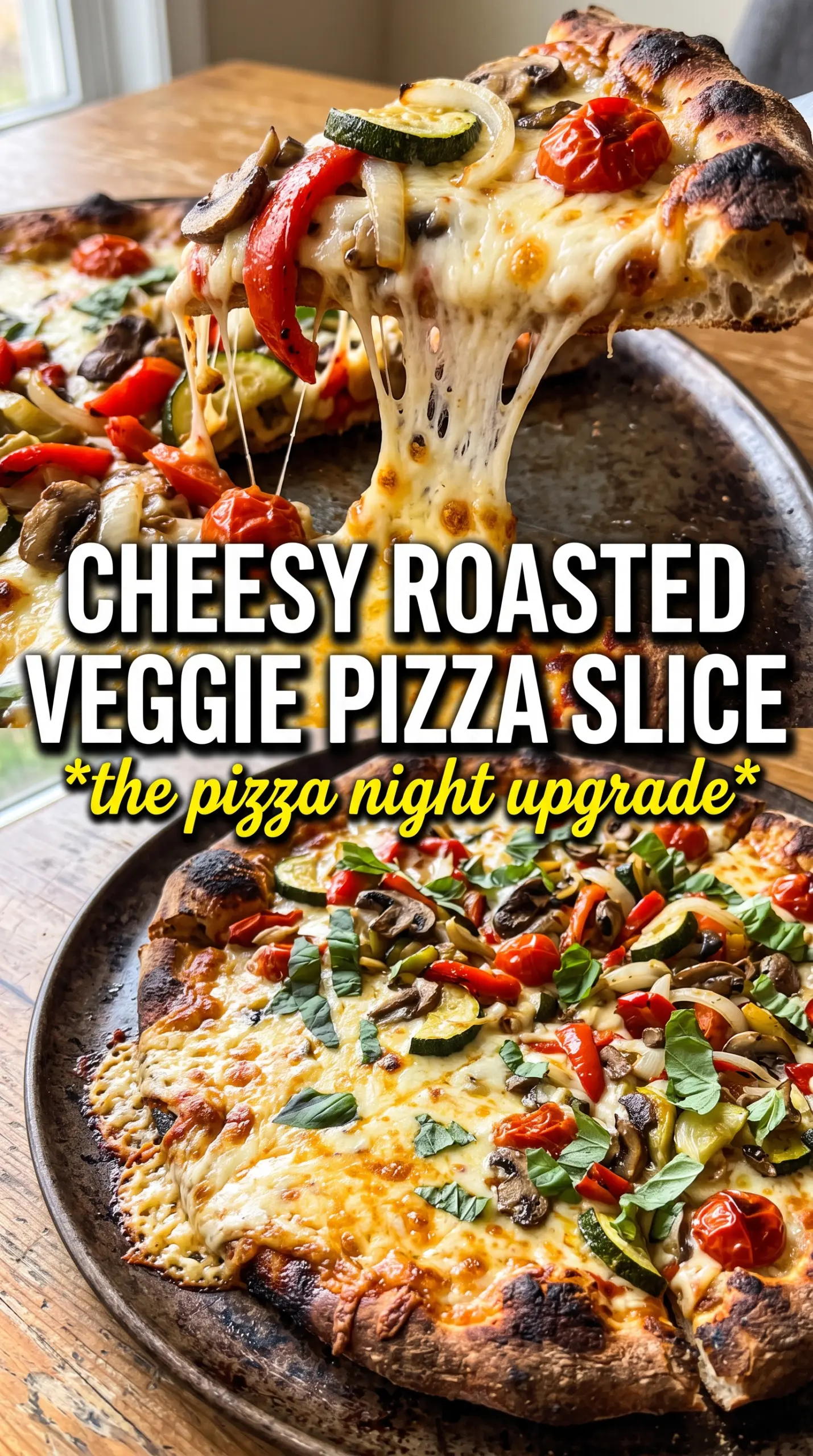 Roasted Vegetable Pizza blistered crust roasted vegetables
