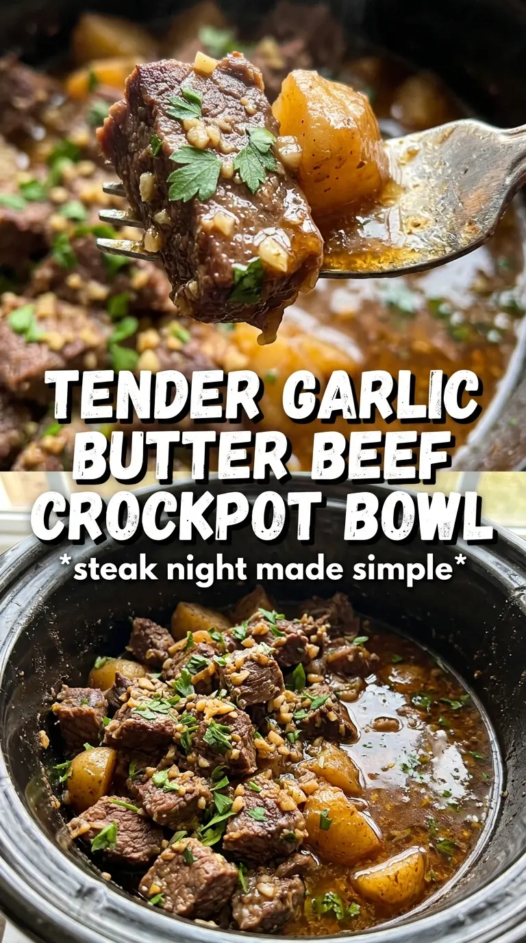 Slow Cooker Garlic Butter Beef Bites With Potatoes tender garlic butter