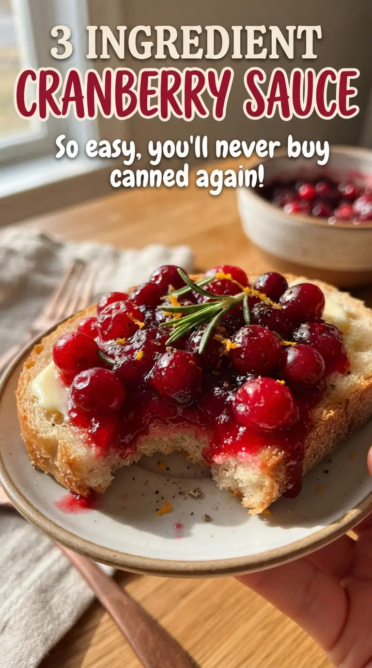 3 Ingredient Cranberry Sauce jammy ruby, spoonable, glossy