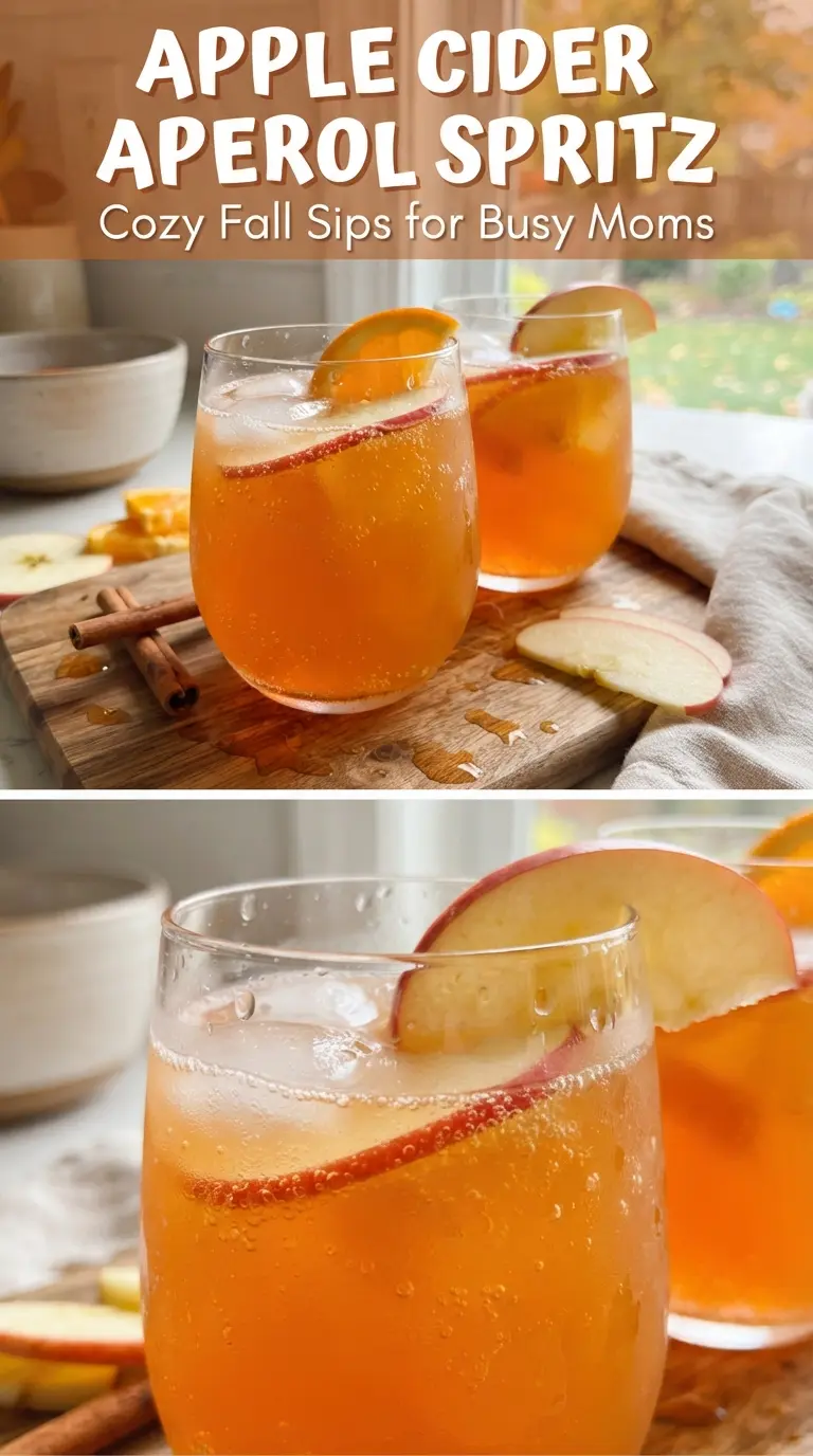 Apple Cider Aperol Spritz glowing orange bubbly