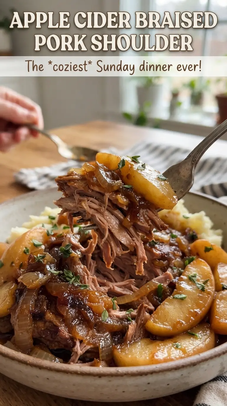 Apple Cider Braised Pork Shoulder tender apples savory pork