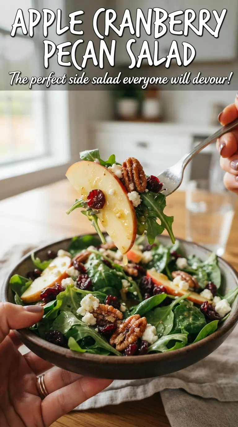 Apple Cranberry Pecan Salad crisp apples, tangy dressing, crunchy pecans