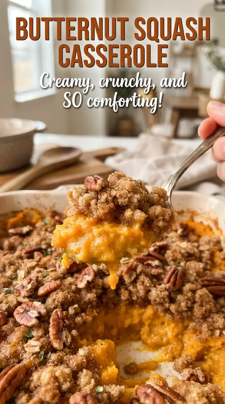 Butternut Squash Casserole creamy pecan streusel
