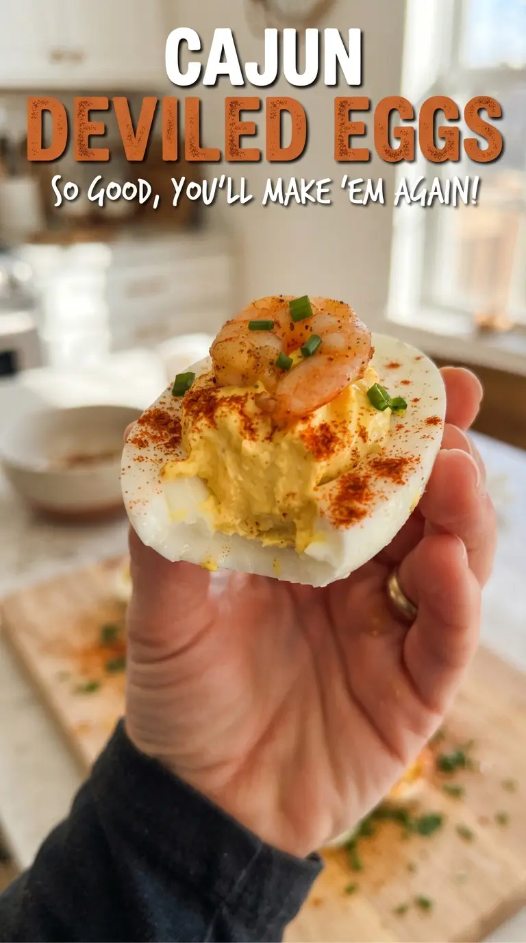 Cajun deviled eggs creamy shrimp-topped