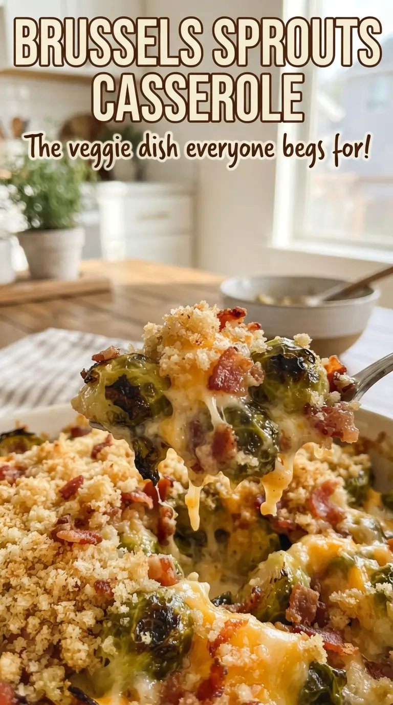 Brussels sprouts casserole cheesy bacon golden
