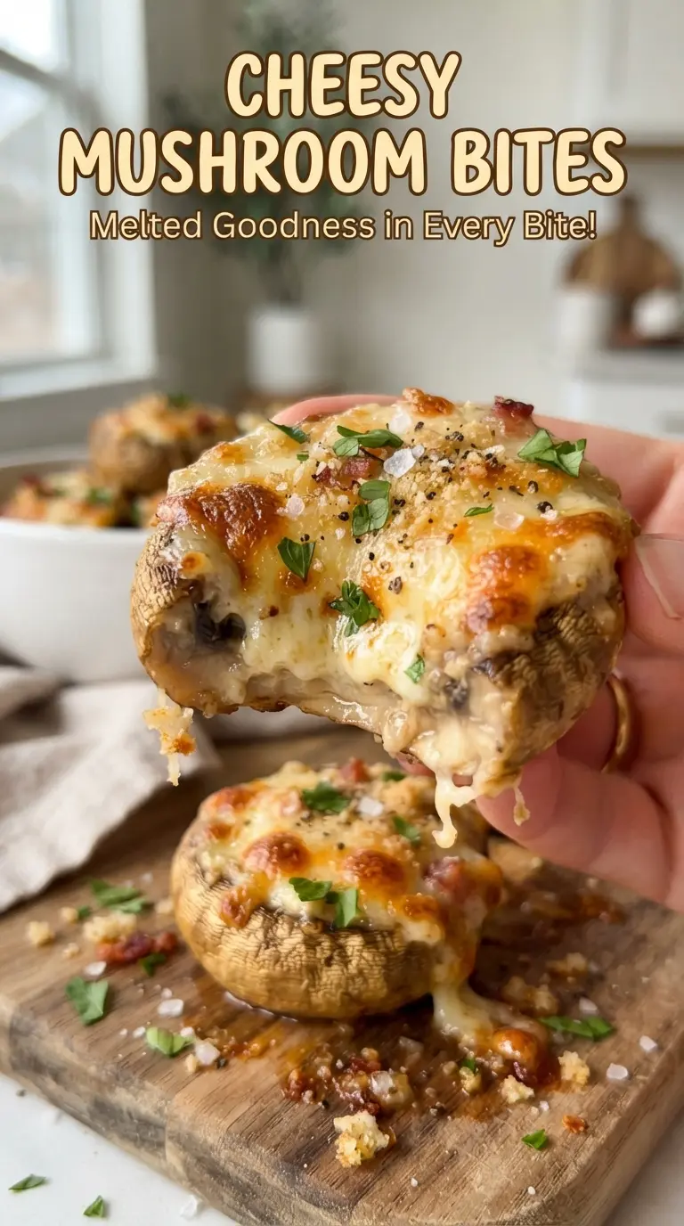 Cheesy Mushroom Bites golden puff pastry mushrooms