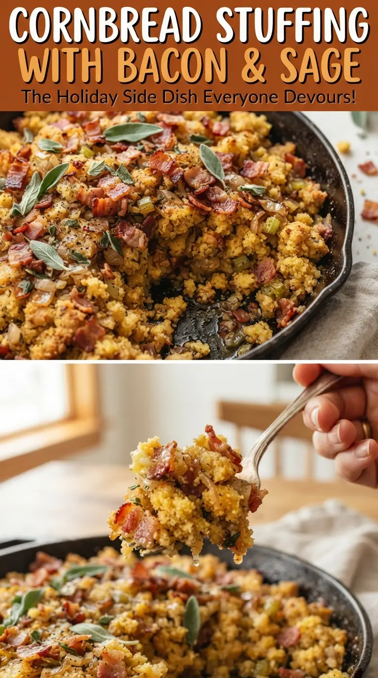 Cornbread Stuffing with Bacon and Sage crumbly golden savory