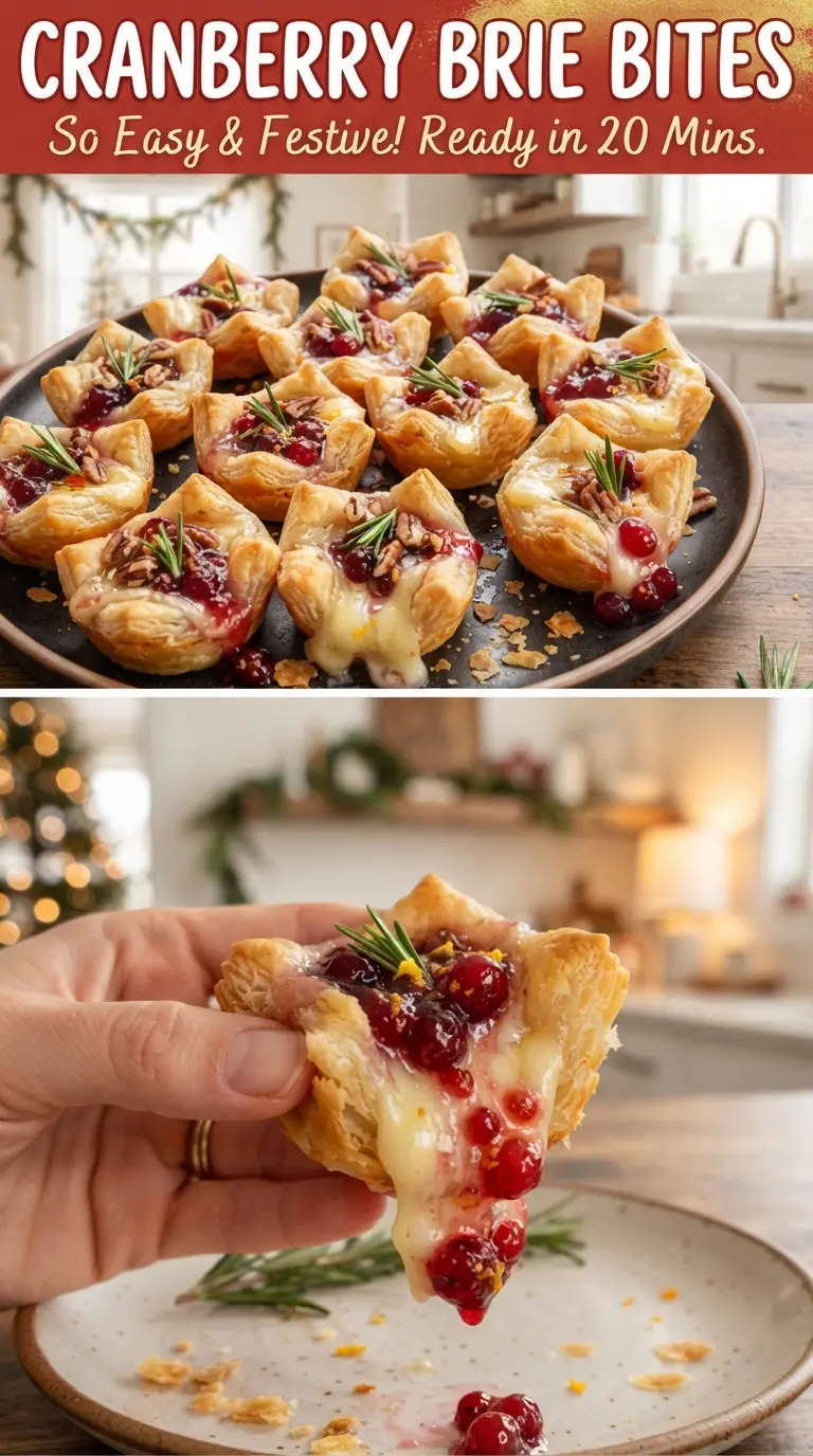 Cranberry Brie Bites flaky melted cranberry