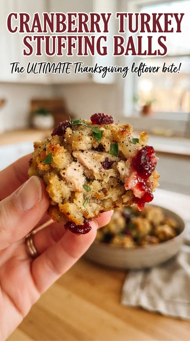 Cranberry Turkey Stuffing Balls golden crispy savory