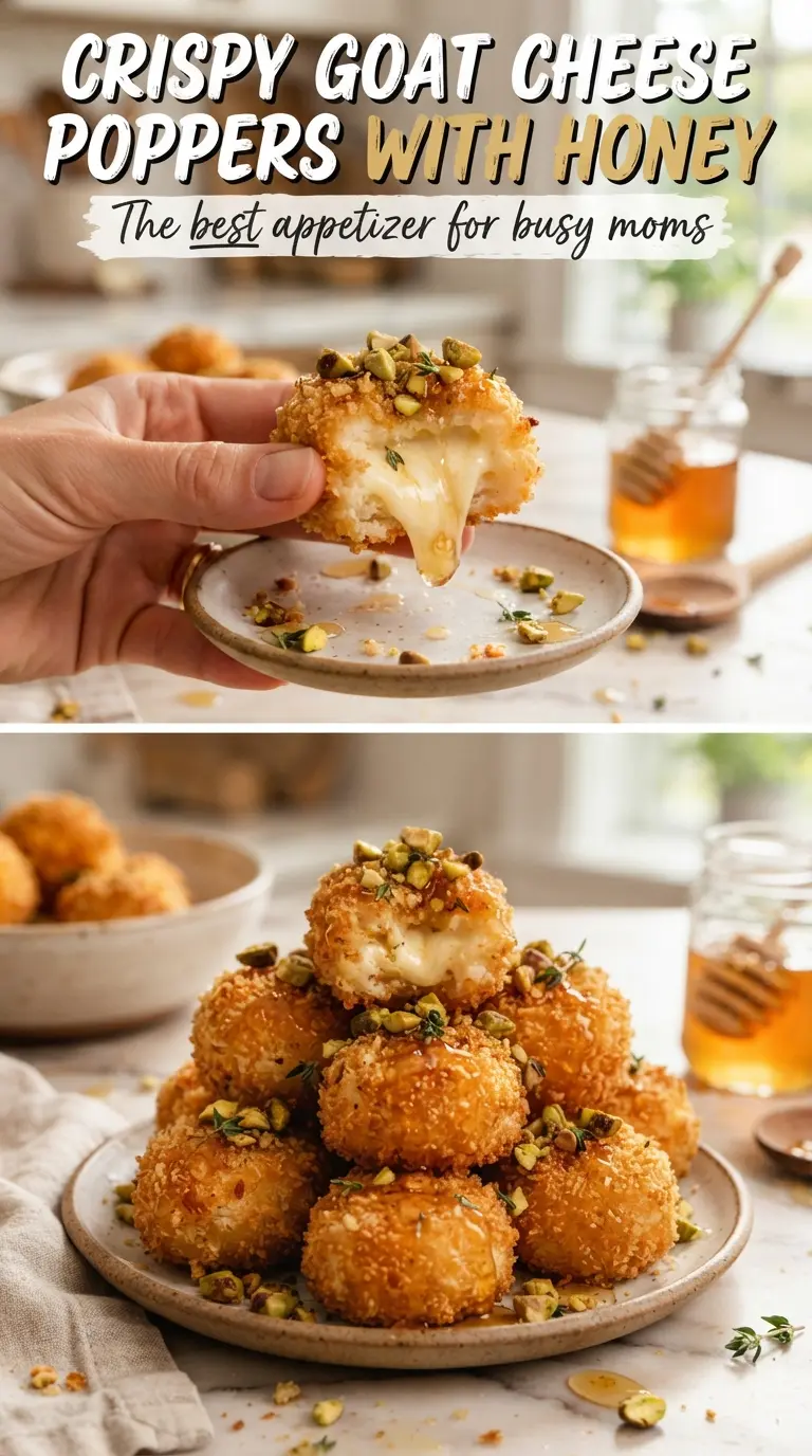 Crispy goat cheese poppers with honey golden panko crunchy