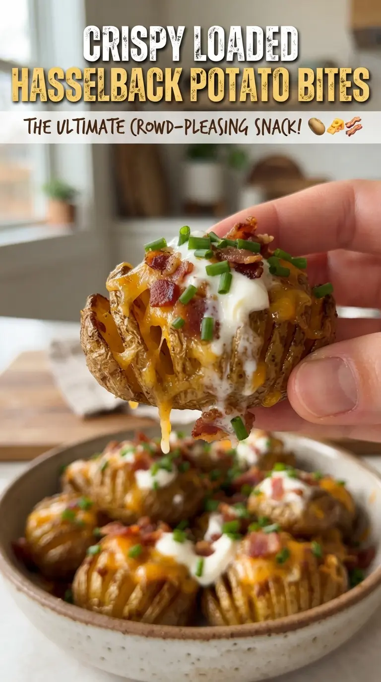 Crispy Loaded Hasselback Potato Bites golden cheesy bacon