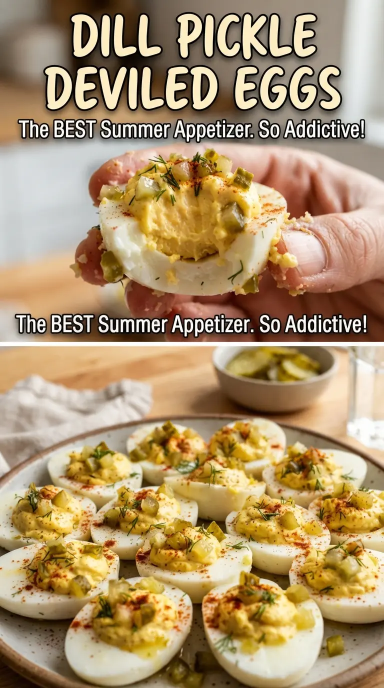 Dill Pickle Deviled Eggs creamy tangy garnished