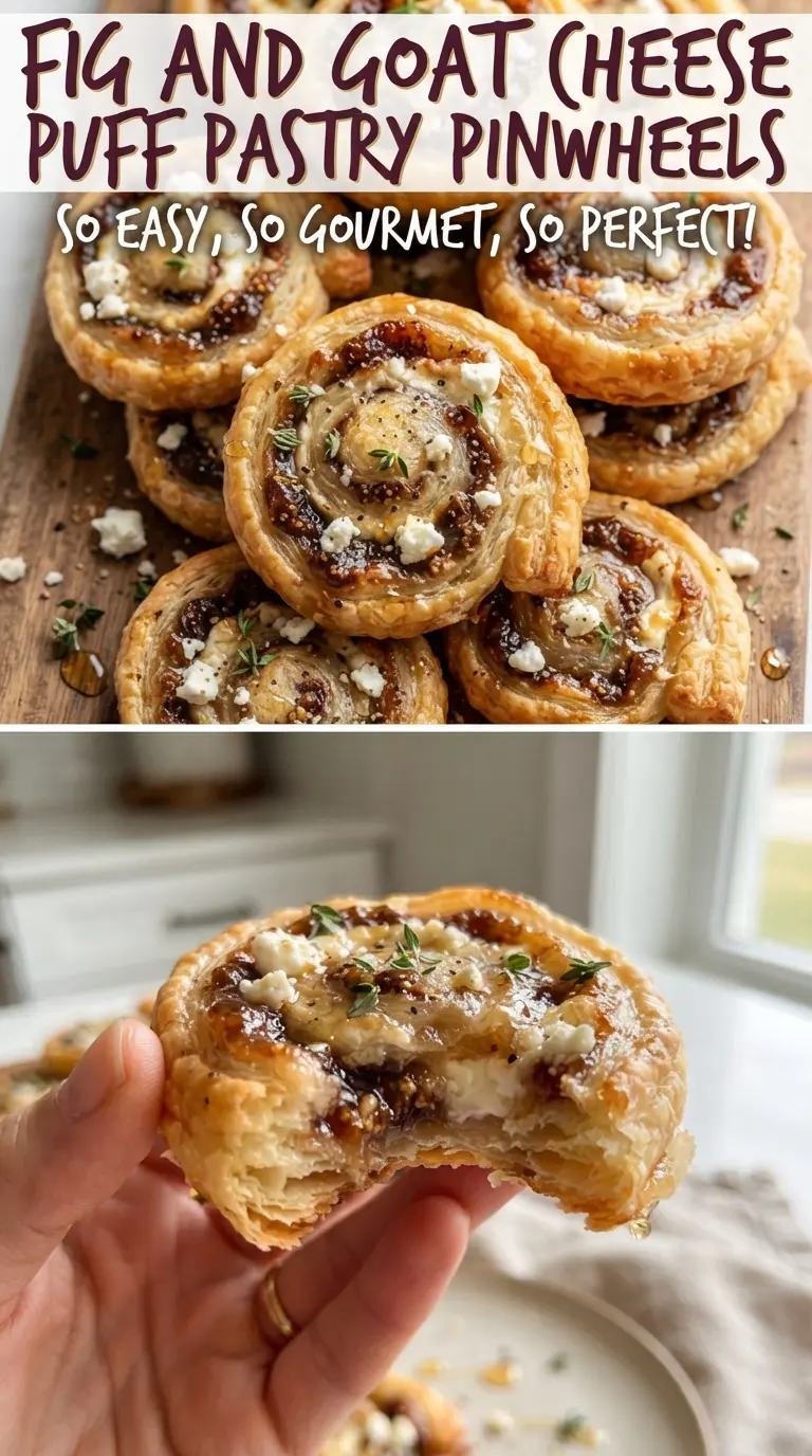 Fig and Goat Cheese Puff Pastry Pinwheels golden flaky savory-sweet
