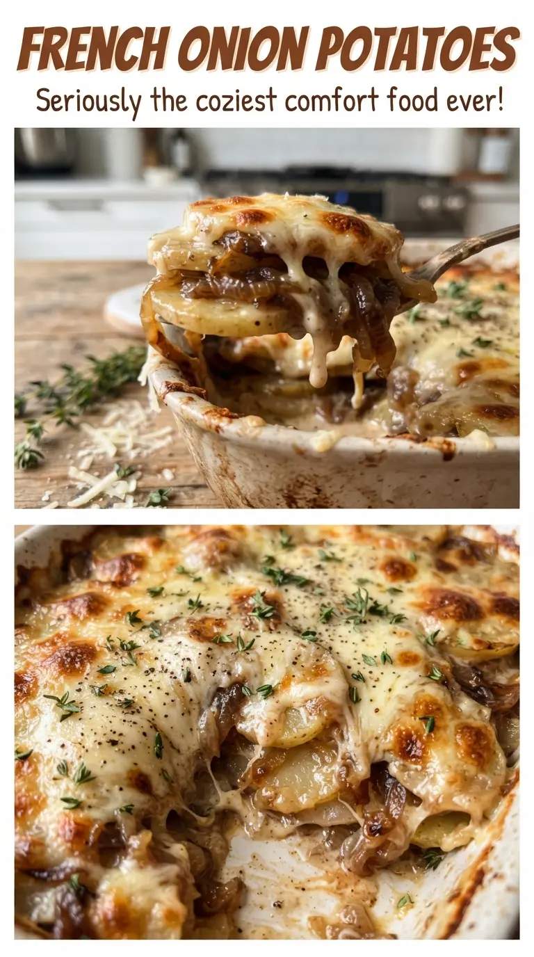 French Onion Potatoes golden bubbly