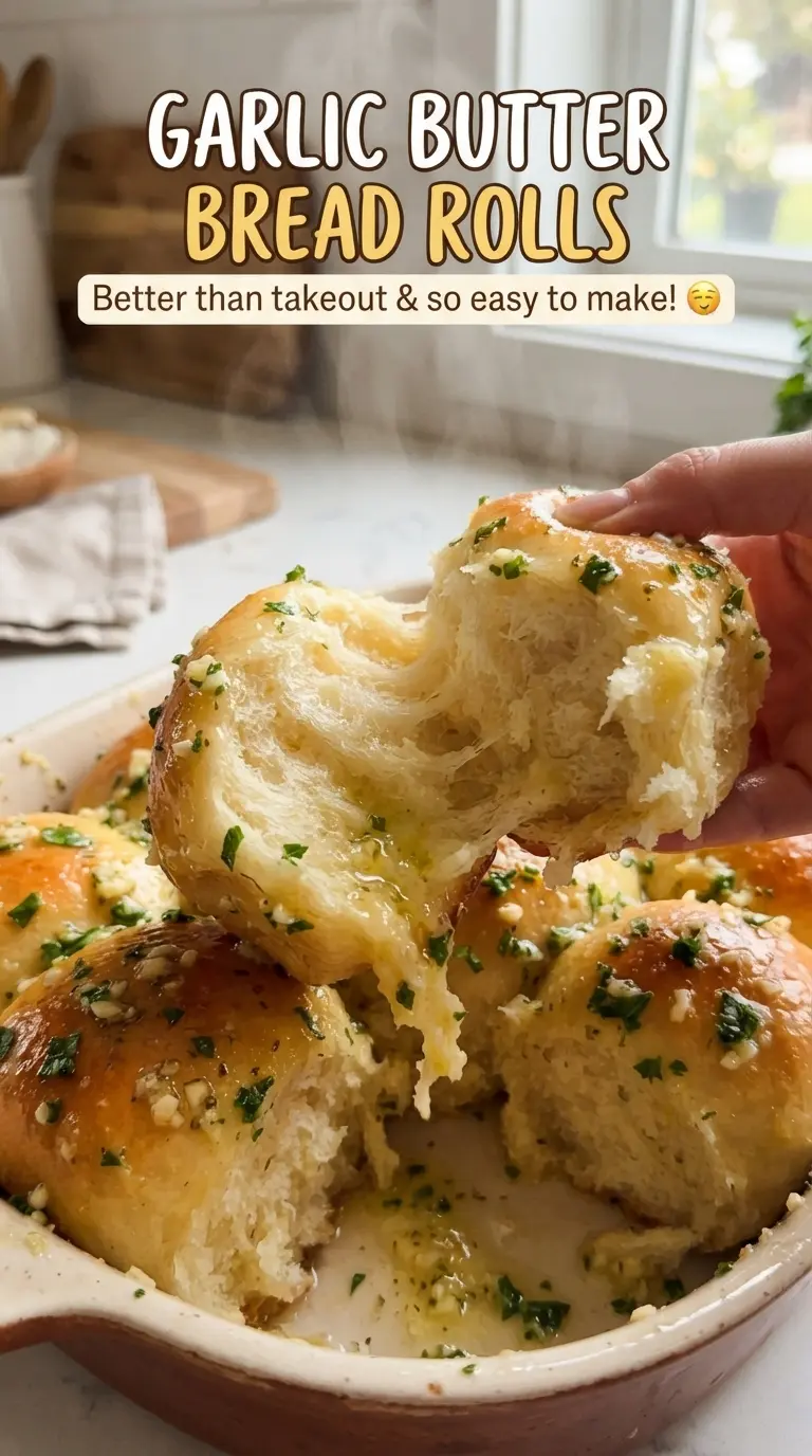 Garlic butter bread rolls fluffy golden bakery-style