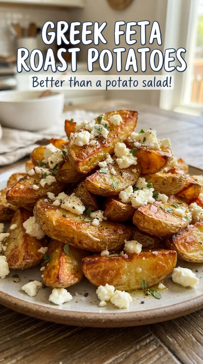 Greek Feta Roast Potatoes crispy lemony herby