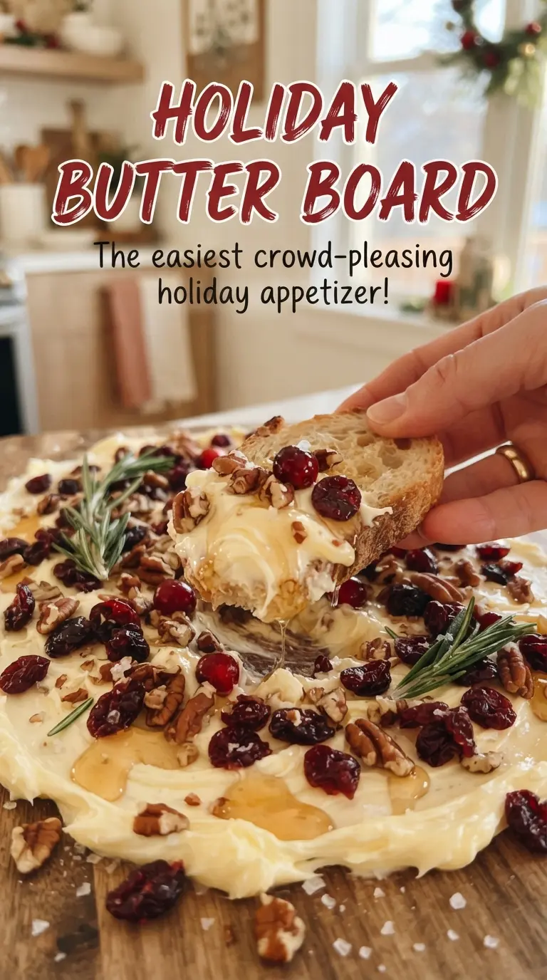 Holiday Butter Board with cranberries pistachios orange zest