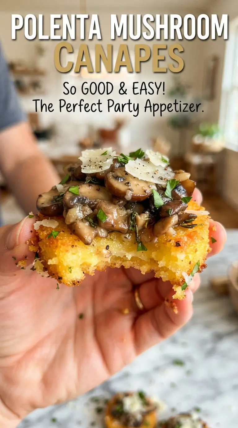 Polenta Mushroom Canapes crisp golden mushrooms thyme