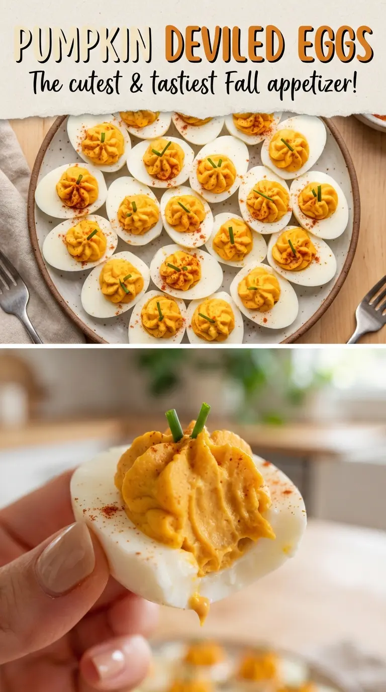 Pumpkin deviled eggs bright orange festive