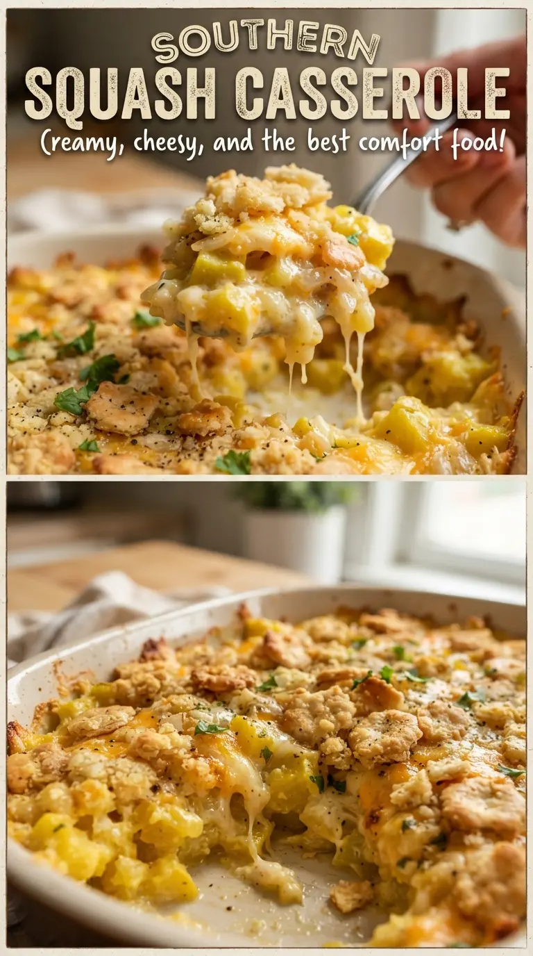 Southern Squash Casserole creamy cheesy crumbly