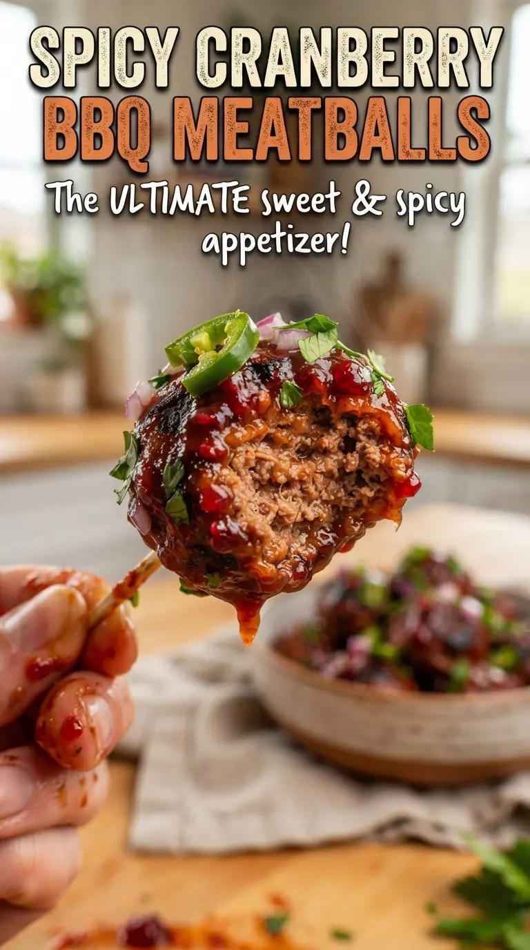 Spicy Cranberry BBQ Meatballs glossy slow cooker, sweet heat