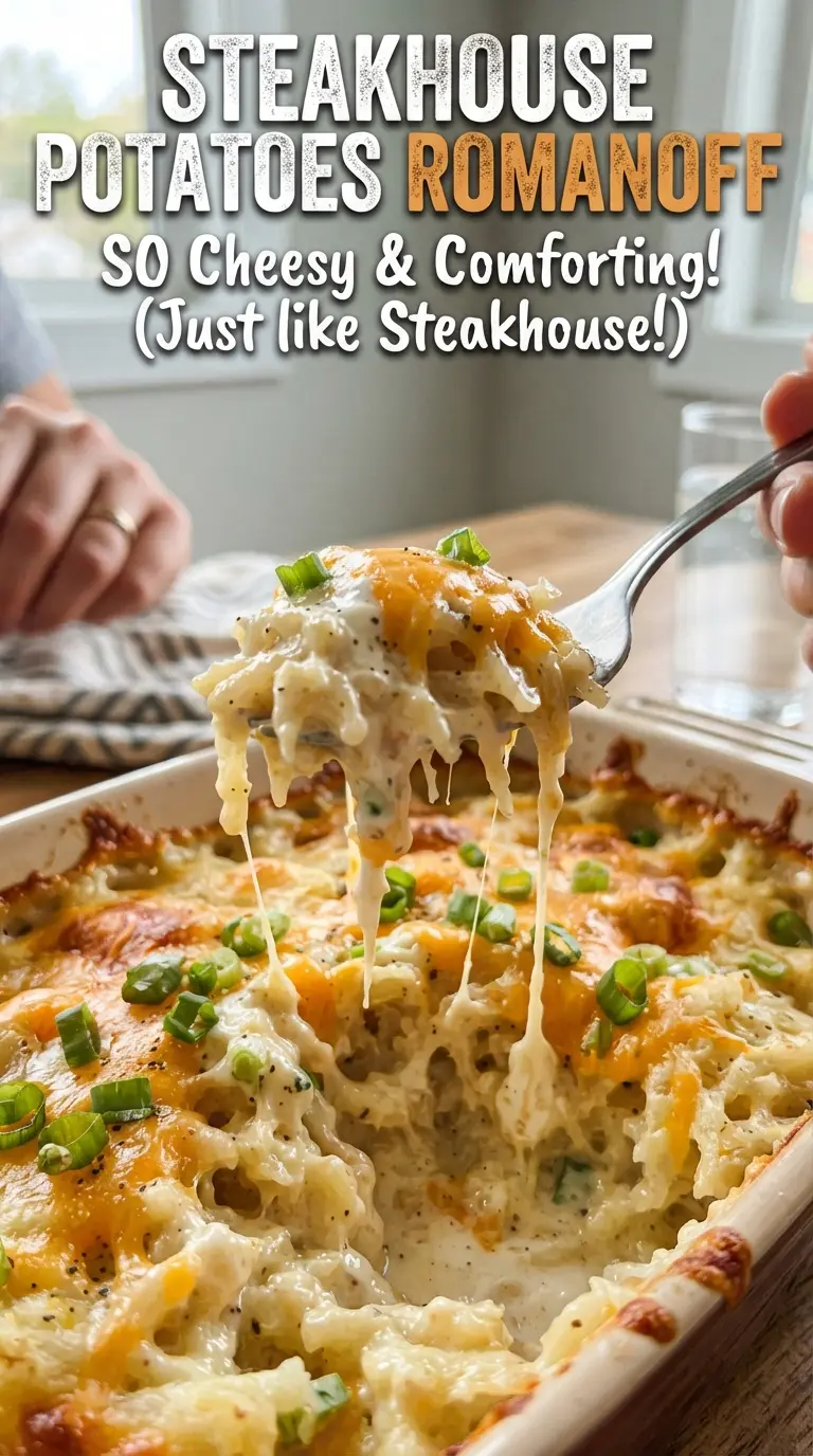 Steakhouse Potatoes Romanoff creamy cheddar chive casserole