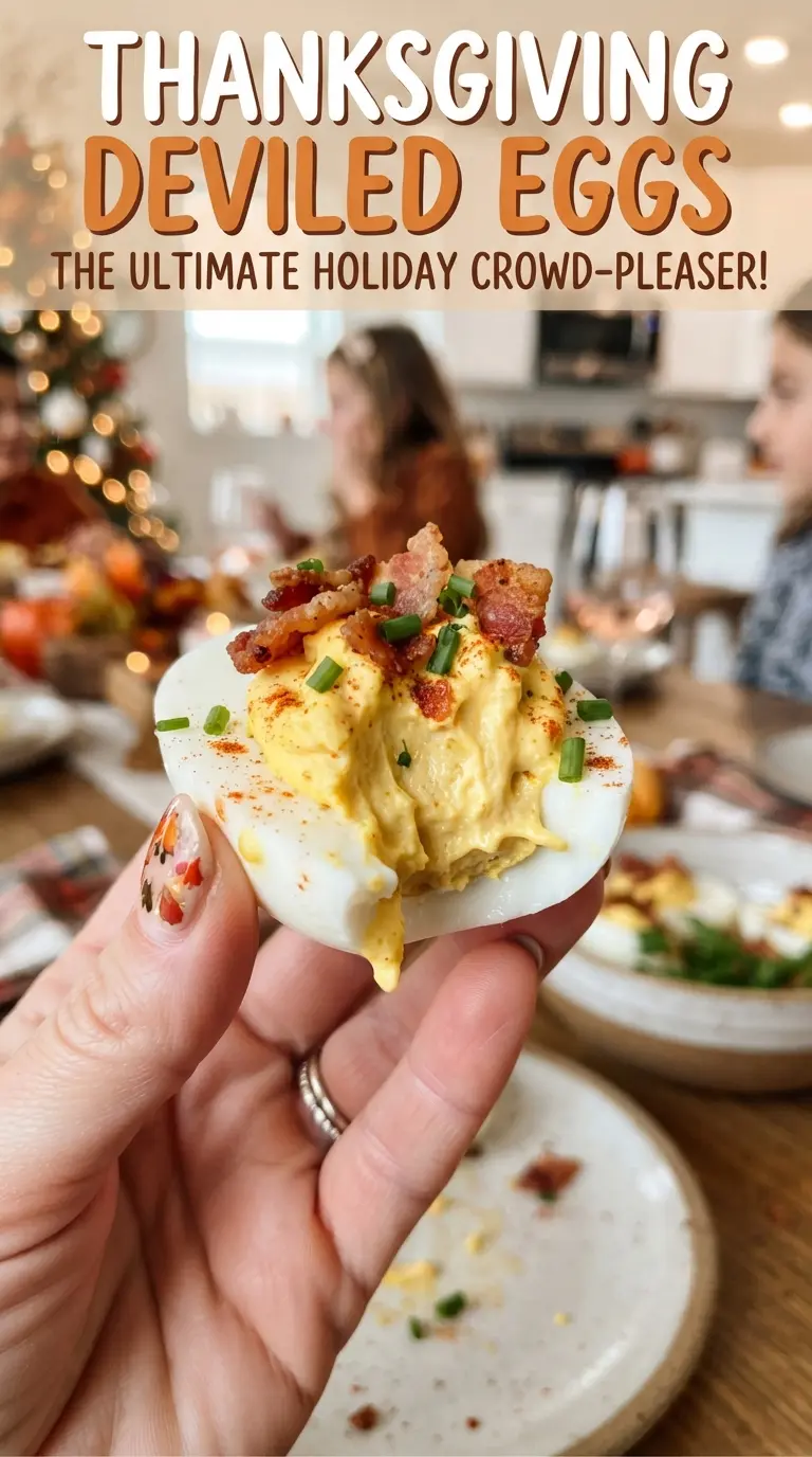 Thanksgiving Deviled Eggs festive cranberries pecans sage