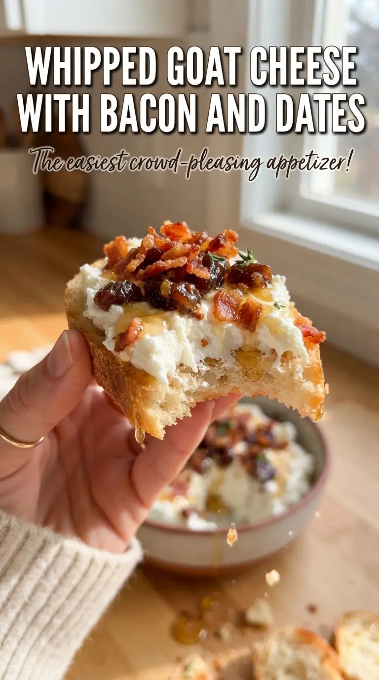 Whipped Goat Cheese with Bacon and Dates creamy savory sweet